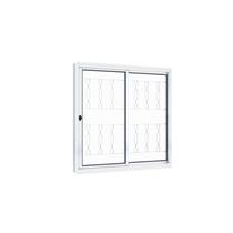 Janela de Aço de Correr 100x100cm 2 Folhas com Grade Mosaico e Vidro Riobras Branco Janela de Aço de Correr 100x100cm 2 Folhas com Grade Mosaico e Vidro Riobras Branco