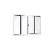 Janela de Aço de Correr 100x100cm 4 Folhas com Grade e Vidro Liso Riobras Branco Janela de Aço de Correr 100x100cm 4 Folhas com Grade e Vidro Liso Riobras Branco