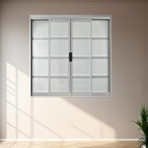 Janela de Aço de Correr 100x100cm 4 Folhas com Grade Minas Sul MGM Janela de Aço de Correr 100x100cm 4 Folhas com Grade Minas Sul MGM