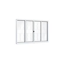 Janela de Aço de Correr 100x100cm 4 Folhas com Grade Mosaico e Vidro Liso Riobras Branco Lucasa Janela de Aço de Correr 100x100cm 4 Folhas com Grade Mosaico e Vidro Liso Riobras Branco Lucasa