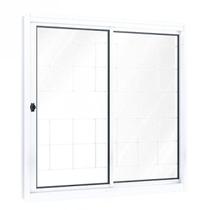 Janela de Aço de Correr 100x150cm 2 Folhas com Grade Quadrada e Vidro Riobras Janela de Aço de Correr 100x150cm 2 Folhas com Grade Quadrada e Vidro Riobras
