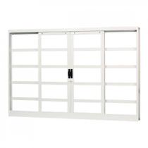 Janela de Aço de Correr 100x200cm 4 Folhas com Vidro Liso Minas Sul MGM Branco Janela de Aço de Correr 100x200cm 4 Folhas com Vidro Liso Minas Sul MGM Branco