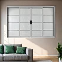 Janela de Aço de Correr 120x120cm 4 Folhas com Grade Minas Sul MGM Branco