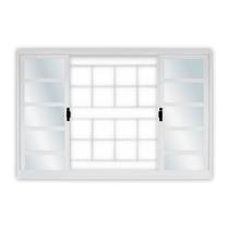 Janela de Aço de Correr 120x150cm 4 Folhas com Grade Quadriculada e Vidro Mini Boreal Minas Sul Mgm