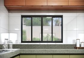 Janela de Aço de Correr Central 4 Folhas 100x150cm Aço Pronto Riobras