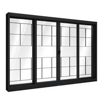 Janela de Aço de Correr Central com Grade Quadrada 4 Folhas 100x150cm Aço Pronto Riobras Janela de Aço de Correr Central com Grade Quadrada 4 Folhas 100x150cm Aço Pronto Riobras