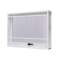 Janela de Aço Maxim-Ar 50x50cm com Grade Quadriculada e Vidro Boreal Unicsol Ramassol Branco