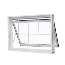 Janela de Aço Maxim-Ar 50x50cm com Grade Quadriculada e Vidro Liso Qualitysol Ramassol
