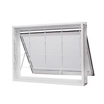 Janela de Aço Maxim-Ar 60x60cm com Grade Quadriculada e Vidro Boreal Qualitysol Ramassol Branco