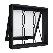 Janela de Aço Maxim-Ar com Grade Mosaico 60x80cm Aço Pronto Riobras