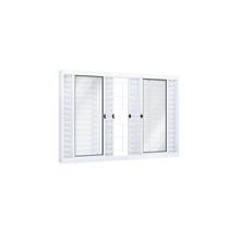 Janela de Aço Veneziana 100x200cm 6 Folhas com Grade Quadrada e Vidro Riobras Janela de Aço Veneziana 100x200cm 6 Folhas com Grade Quadrada e Vidro Riobras
