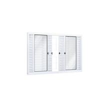 Janela de Aço Veneziana 100x200cm 6 Folhas com Grade Quadrada e Vidro Riobras