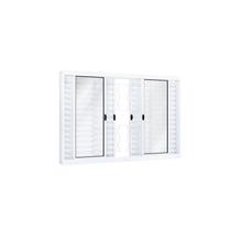 Janela de Aço Veneziana 120x150cm 6 Folhas com Grade Mosaico e Vidro Riobras Branco Janela de Aço Veneziana 120x150cm 6 Folhas com Grade Mosaico e Vidro Riobras Branco