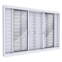 Janela de Aço Veneziana 6 Folhas com Grade Lucasa Branco
