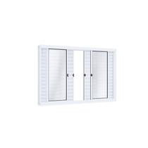 Janela de Aço Veneziana de Correr 100x100cm 6 Folhas com Vidro Riobras Branco Janela de Aço Veneziana de Correr 100x100cm 6 Folhas com Vidro Riobras Branco