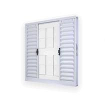 Janela de Aço Veneziana de Correr 100x120cm 4 Folhas com Grade Minas Sul MGM Branco Janela de Aço Veneziana de Correr 100x120cm 4 Folhas com Grade Minas Sul MGM Branco