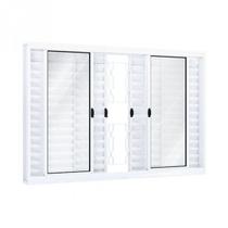 Janela de Aço Veneziana de Correr 100x120cm 6 Folhas com Grade Mosaico Riobras Branco Janela de Aço Veneziana de Correr 100x120cm 6 Folhas com Grade Mosaico Riobras Branco