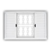 Janela de Aço Veneziana de Correr 120x150cm 6 Folhas com Grade Minas Sul MGM Branco Janela de Aço Veneziana de Correr 120x150cm 6 Folhas com Grade Minas Sul MGM Branco