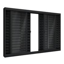Janela de Aço Veneziana de Correr Central 6 Folhas 100x120cm Aço Pronto Riobras Preto Janela de Aço Veneziana de Correr Central 6 Folhas 100x120cm Aço Pronto Riobras Preto