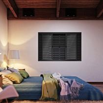 Janela de Aço Veneziana de Correr Central com Grade Quadrada 6 Folhas 100x150cm Aço Pronto Riobras