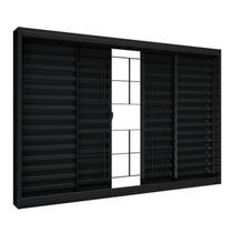 Janela de Aço Veneziana de Correr Central sem Folha para Vidro com Grade Quadrada 4 Folhas 100x100cm Janela de Aço Veneziana de Correr Central sem Folha para Vidro com Grade Quadrada 4 Folhas 100x100cm