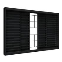 Janela de Aço Veneziana de Correr Central sem Folha para Vidro com Grade Quadrada 4 Folhas 100x120cm Riobras