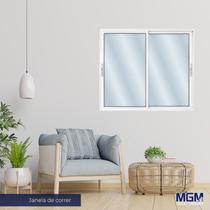 Janela de Aluminio 2 folhas Com vidro liso 100x100 MGM Branco