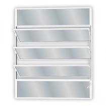 Janela de Alumínio Basculante 80x100cm com 3 Basculas e Vidro Mini Boreal Soft MGM Branco