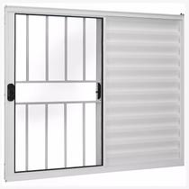 Janela de Alumínio Branco Veneziana de Correr 3 Folhas Com Grade CMC Modular - 1.20 (L) X 1.00 (A)