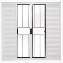 Janela de Alumínio Branco Veneziana de Correr 6 Folhas Com Grade CMC Modular - 1.50 (L) X 1.00 (A)