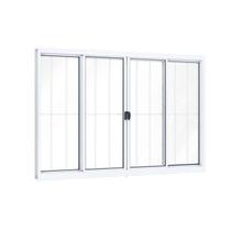 Janela de Alumínio de Correr 100 x 120 x 8,5 cm 4 Folhas com Grade Riobras