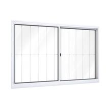 Janela de Alumínio de Correr 100x100cm 2 Folhas com Grade Riobras Branco Ullian Esquadrias Metálicas Janela de Alumínio de Correr 100x100cm 2 Folhas com Grade Riobras Branco Ullian Esquadrias Metálicas