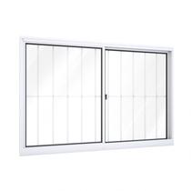 Janela de Alumínio de Correr 100x150cm 2 Folhas com Grade Riobras Branco Janela de Alumínio de Correr 100x150cm 2 Folhas com Grade Riobras Branco