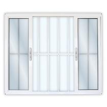 Janela de Alumínio de Correr 100x150cm 4 Folhas 2 Fixas com Grade e Vidro Mini Boreal Linha Solida M Janela de Alumínio de Correr 100x150cm 4 Folhas 2 Fixas com Grade e Vidro Mini Boreal Linha Solida M