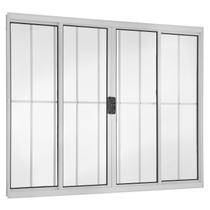 Janela de Alumínio de Correr 100x150cm com Grade 4 Folhas Central Ecosul Esquadrisul