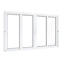 Janela de Alumínio de Correr 100x200cm 2 Folhas Móveis 2 Fixas com Vidro Lucasa Eccellente Branco