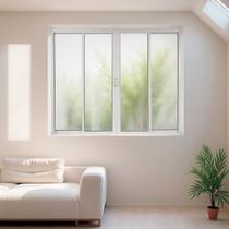 Janela de Alumínio de Correr 120x120cm 4 Folhas 2 Fixas com Vidro Liso Linha Soft MGM Branco Janela de Alumínio de Correr 120x120cm 4 Folhas 2 Fixas com Vidro Liso Linha Soft MGM Branco