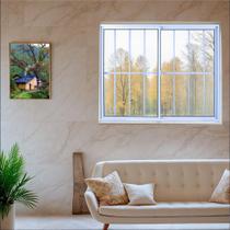 Janela de Alumínio de Correr 120x150cm 2 Folhas com Grade e Vidro Mini Boreal Linha Soft Mgm