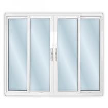 Janela de Alumínio de Correr 120x150cm 4 Folhas 2 Fixas com Vidro Mini Boreal Linha Solida MGM Branco