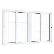 Janela de Aluminío de Correr 120x200cm 2 Folhas Móveis 2 Fixas com Grade e Vidro Lucasa Eccellente Janela de Aluminío de Correr 120x200cm 2 Folhas Móveis 2 Fixas com Grade e Vidro Lucasa Eccellente