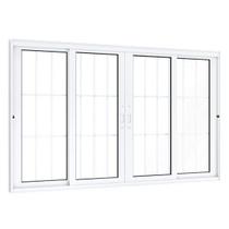 Janela de Aluminío de Correr 120x200cm 2 Folhas Móveis 2 Fixas com Grade e Vidro Lucasa Eccellente