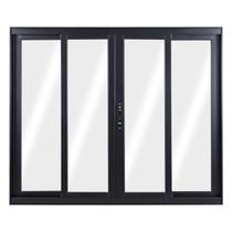 Janela de Alumínio de Correr 120x200x6,5cm 4 Folhas Vidro Liso Topsul Esquadrisul Preto