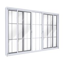 Janela de Alumínio de Correr 2 Folhas Móveis e 2 Folhas Fixas com Grade 120x150cm Lucasa Ideale Janela de Alumínio de Correr 2 Folhas Móveis e 2 Folhas Fixas com Grade 120x150cm Lucasa Ideale