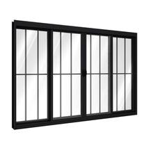Janela de Alumínio de Correr Central 4 Folhas com Grade 100x120cm Riobras