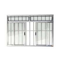 Janela de Aluminio de Correr com Bandeira 100x120cm 4 Folhas com Grade Vidro Liso Plus Brimak Brilhante