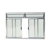 Janela de Aluminio de Correr com Bandeira 100x120cm 4 Folhas com Vidro Liso Plus Brimak