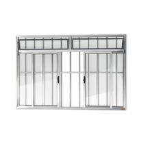 Janela de Aluminio de Correr com Bandeira 120x150cm 4 Folhas com Grade Vidro Liso Plus Brimak Janela de Aluminio de Correr com Bandeira 120x150cm 4 Folhas com Grade Vidro Liso Plus Brimak