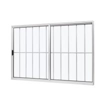 Janela de Alumínio de Correr Lateral 100x120cm 2 Folhas com Grade e Vidro Liso Slim Modular Ramassol Janela de Alumínio de Correr Lateral 100x120cm 2 Folhas com Grade e Vidro Liso Slim Modular Ramassol