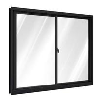 Janela de Alumínio de Correr Lateral 2 Folhas Móveis 100x100cm Riobras Preto Janela de Alumínio de Correr Lateral 2 Folhas Móveis 100x100cm Riobras Preto