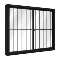 Janela de Alumínio de Correr Lateral Com Grade 2 Folhas Móveis 100x150cm Riobras